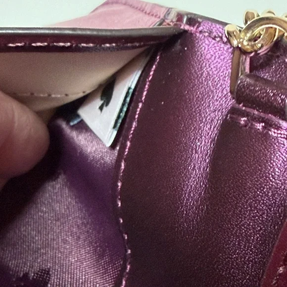Kate Spade Nadine Leather Slim Bifold Card Holder w/ Keyring NWOT Rhubarb Tart